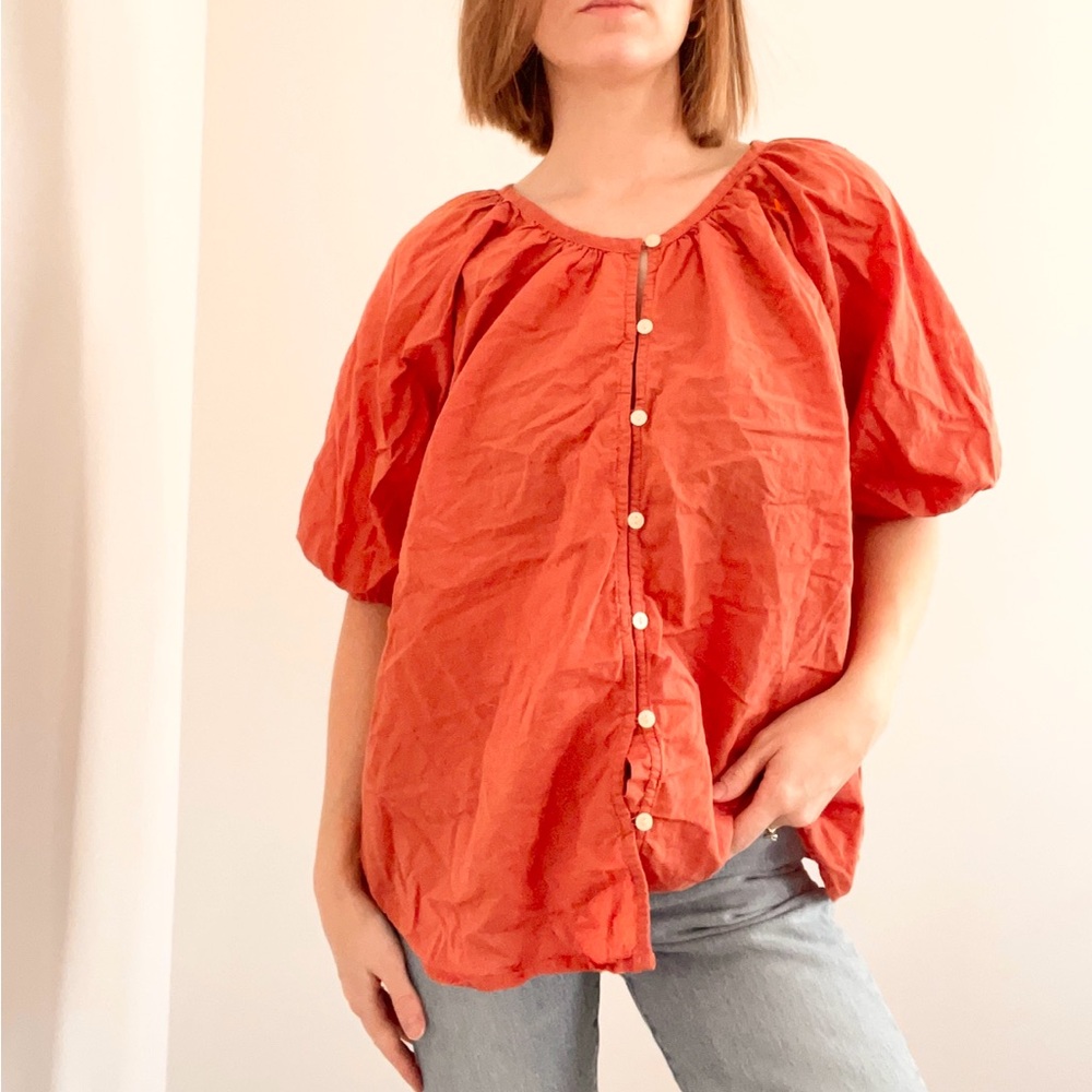 Universal Thread Women's Rust Button-Up Blouse - image 1